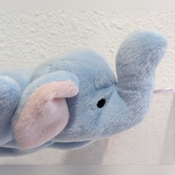 Ty Beanie Baby Peanut The Elephant Light Blue PVC Pellets 1995 - Picture 11 of 12